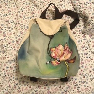 Hand painted lotus bag